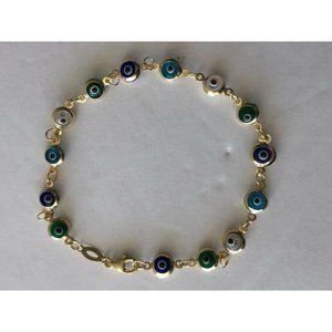 Stella Rose Evil Eye Bracelet Navy Blu Bead Sterling Silver 925 Gold Plated